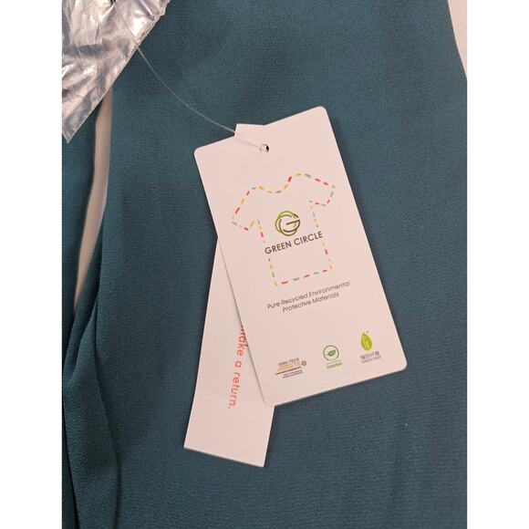 NWT modcloth XS recycled polyester business career casual frill collar green top - Picture 4 of 7